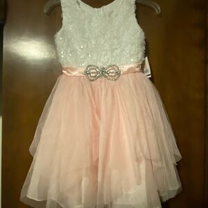 Rare Editions Pink and White Floral Dress